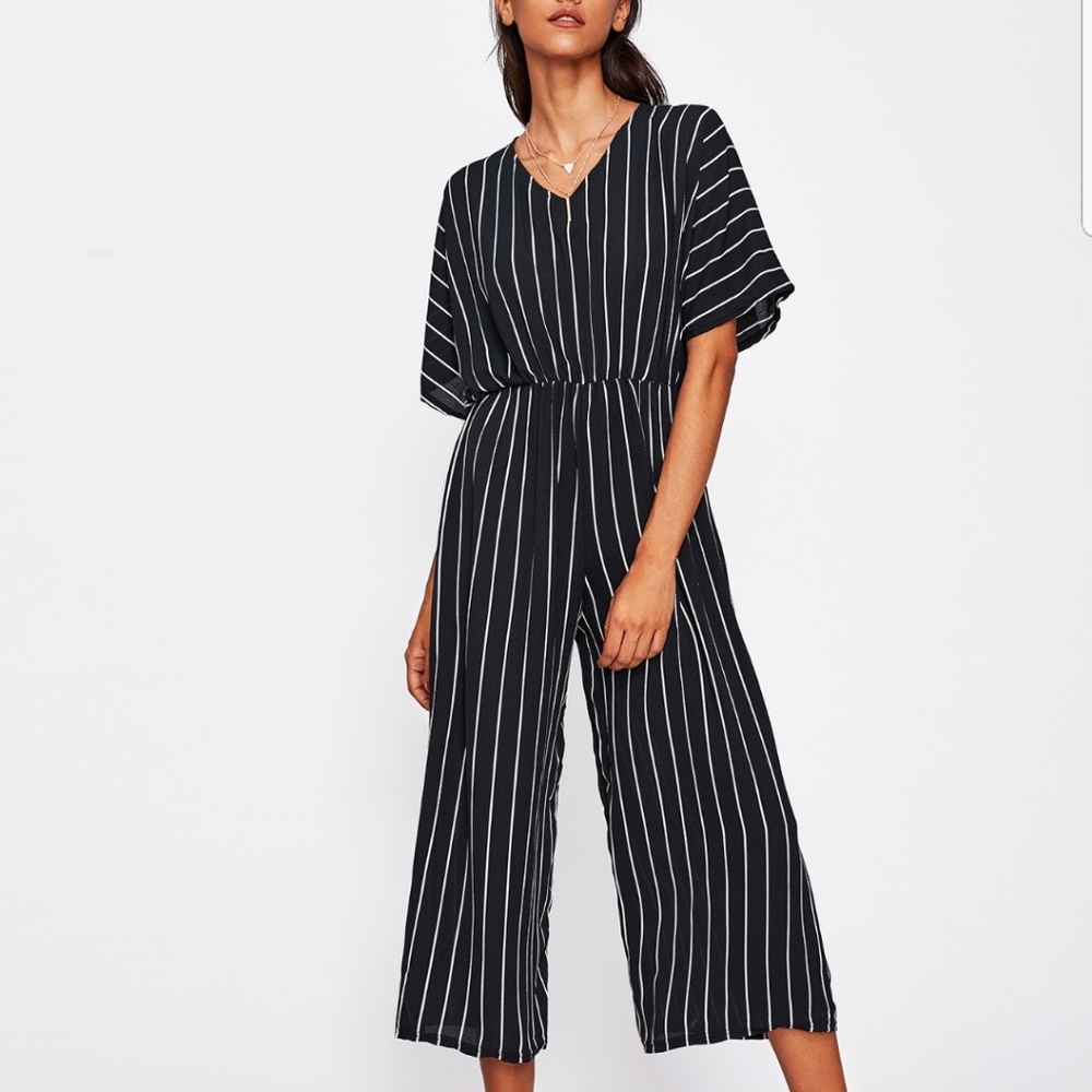 SHEIN wide leg, vertical stripe jumpsuit